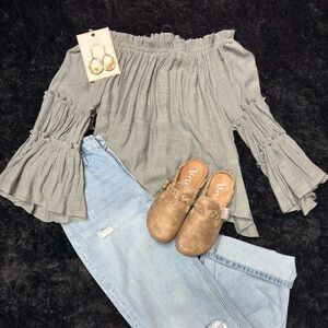 Green Off-Shoulder Top